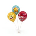 Haha emoji four balloon star floating style 3D rendering