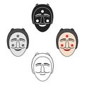 Hahoe mask icon in cartoon style isolated on white background. South Korea symbol stock vector illustration.