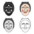 Hahoe mask icon in cartoon style on white background. South Korea symbol stock vector illustration.