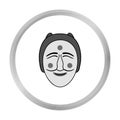 Hahoe mask icon in monochrome style isolated on white. South Korea symbol.