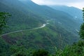 The Hai Van Pass, Da Nang, Vietnam. A beautiful road to drive by motorbike, very nice curves, turns and awesome view. Aerial view Royalty Free Stock Photo