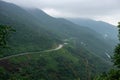 The Hai Van Pass, Da Nang, Vietnam. A beautiful road to drive by motorbike, very nice curves, turns and awesome view. Aerial view Royalty Free Stock Photo