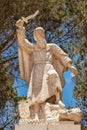 Haifa, Israel. June 17, 2021: Statue of prophet Elijah in Muhraka monastery of the Carmelite on the Carmel mount