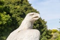 A decorative eagle statue is in the Bahai Garden, located on Mount Carmel in the city of Haifa, in northern Israel
