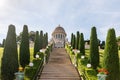 The steps leading to the Bahai Shrine in the Bahai Garden, located on Mount Carmel in the city of Haifa, in northern Israel