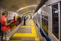 HAIFA, ISRAEL - OCTOBER 24, 2018: The Carmelit an underground funicular railway, one of the smallest subway in the world, only