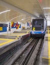 HAIFA, ISRAEL - OCTOBER 24, 2018: The Carmelit an underground funicular railway, one of the smallest subway in the world, only