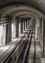 HAIFA, ISRAEL - OCTOBER 24, 2018: The Carmelit an underground funicular railway, one of the smallest subway in the world, only