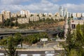 HAIFA, ISRAEL - Highway interchange with traffic on multiple levels, Aerial image