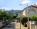 On the street of Haifa and view of Bahai gardens, Haifa, Israel Royalty Free Stock Photo