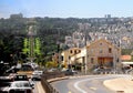 On the sreet of Haifa and view of Bahai gardens, Haifa, Israel