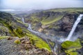 Haifoss Icelandic Waterfalls along Canyon