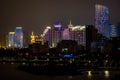 Haikou modern buildings cityscape illuminated at night Haikou Hainan China Royalty Free Stock Photo