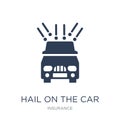 Hail on the car icon. Trendy flat vector Hail on the car icon on