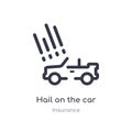 hail on the car outline icon. isolated line vector illustration from insurance collection. editable thin stroke hail on the car Royalty Free Stock Photo