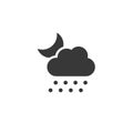 Hail, cloud and moon. Icon. Night weather glyph vector illustration