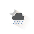 Hail, cloud and moon. Isolated color icon. Weather vector illustration