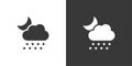 Hail, cloud and moon. Isolated icon on black and white background. Weather vector illustration