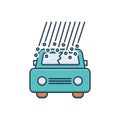 Color illustration icon for Hail damage, car and insurance