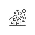 Hail damage house line icon