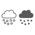 Hail line and glyph icon, weather and meteorology, cloud sign, vector graphics, a linear pattern on a white background.