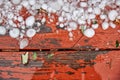 Hailstones on wood Royalty Free Stock Photo