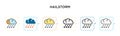 Hailstorm vector icon in 6 different modern styles. Black, two colored hailstorm icons designed in filled, outline, line and