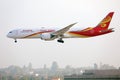 Hainan Airlines plane approaching Vienna Airport, VIE