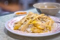 Hainan Chicken rice with soup and source Royalty Free Stock Photo