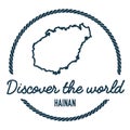 Hainan Map Outline. Vintage Discover the World.