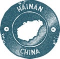 Hainan map vintage stamp.