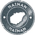 Hainan map vintage stamp.