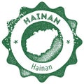 Hainan map vintage stamp.