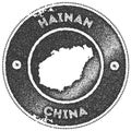 Hainan map vintage stamp.