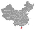 Hainan red highlighted in map of China