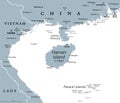 Hainan, a province of China, and Paracel Islands, gray political map