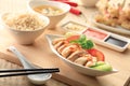 Hainanese chicken rice with sauce Royalty Free Stock Photo