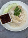 Hainanese chicken rice or steamed chicken rice - Asian food style