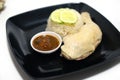 Hainanese chicken rice Thai gourmet steamed chicken with rice Royalty Free Stock Photo