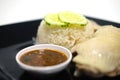 Hainanese chicken rice Thai gourmet steamed chicken with rice Royalty Free Stock Photo
