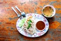 Hainanese chicken rice , Thai foot. Royalty Free Stock Photo