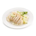 Hainanese chicken rice, Thai gourmet steamed chicken with rice Royalty Free Stock Photo