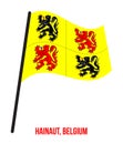 Hainaut Flag Waving Vector Illustration on White Background. Provinces Flags of Belgium