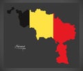 Hainaut map of Belgium with Belgian national flag illustration
