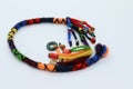 Hair accessory knitted with colored threads Royalty Free Stock Photo