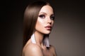 Hair. Beauty Woman with Very Long Healthy and Shiny Smooth Brown Hair. Model Brunette Gorgeous Hair