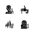 Hair and body care black glyph icons set on white space