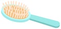 Hair brush with many bristles vector illustration. Blue comb isolated on white background