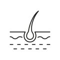 Hair Bulb Line Icon. Structure of Man Follicle Black Outline Pictogram. Icon of Hair Bulb for Science or Dermatology Royalty Free Stock Photo