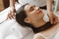 Hair Care. Beautiful Woman Receiving Brushing Beauty Treatment Royalty Free Stock Photo